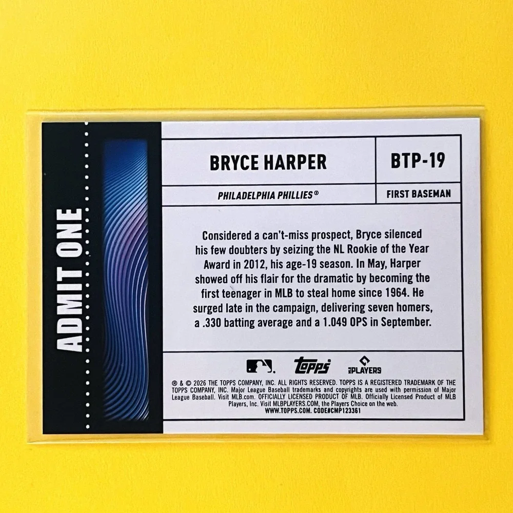 2026 Topps Series 1 Bryce Harper #BTP-19‎ Big Ticket Player Insert Phillies
